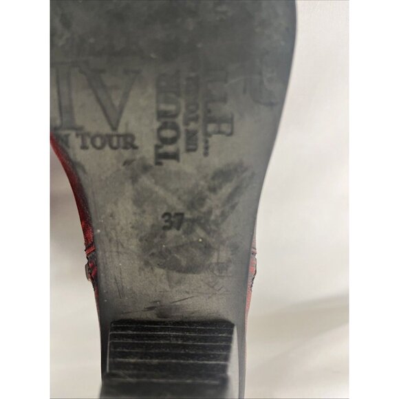 Un Tour en Ville Burgundy Distressed-Look Booties Womens EU Size 37 - Picture 7 of 9